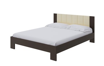 Кровать 2-спальная Soft 1, 160х200, ЛДСП Венге+экокожа (Дуб Венге/Athens Светло-бежевый) в Кургане