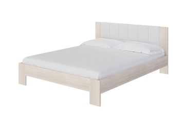 Кровать спальная Soft 1, 180х200, ЛДСП Дуб Шамони+экокожа (Дуб Шамони с белым) в Кургане