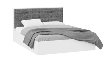 Кровать двуспальная с подъемным механизмом Тесса (Белый Жемчуг/Рогожка серая) в Шадринске