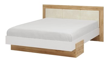 Кровать 2-спальная Тоскана 1600 (Дуб крафт золотой/Белый поры глубокие) с основанием в Кургане