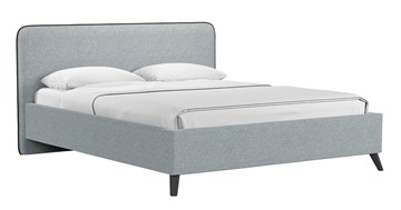 Двуспальная кровать с механизмом Миа, 160 Bravo grey (серый) / кант Лайт 10 Велюр (коричневый) + кроватное дно в Кургане