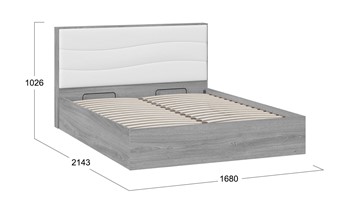 Кровать с подъемным механизмом Миранда тип 1 (Дуб Гамильтон/Белый глянец) в Шадринске - предосмотр 1