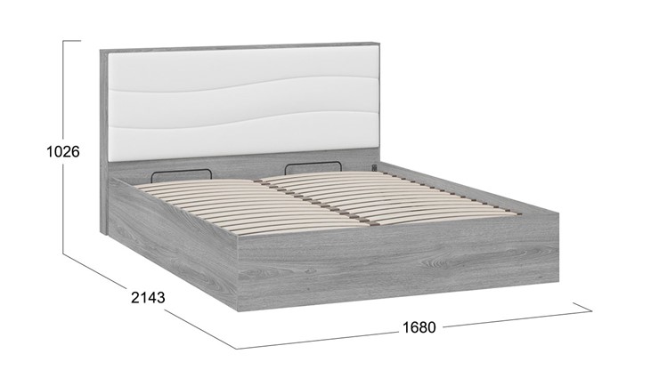 Кровать с подъемным механизмом Миранда тип 1 (Дуб Гамильтон/Белый глянец) в Шадринске - изображение 1