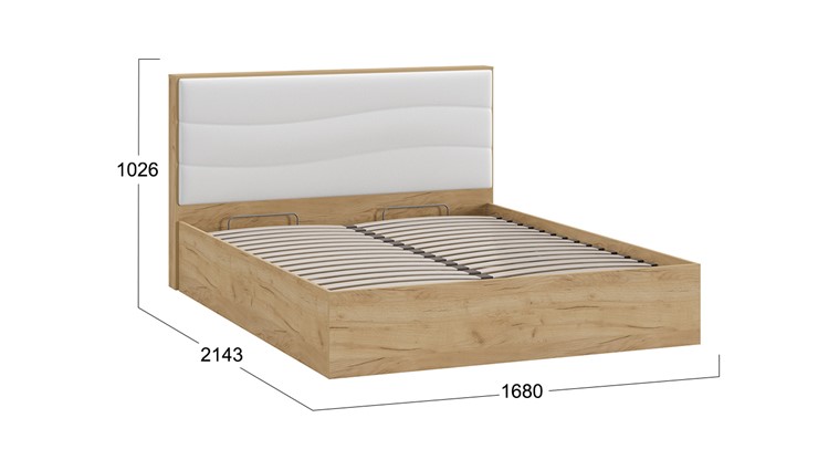 Двуспальная кровать с механизмом Миранда тип 1 (Дуб крафт золотой/Белый глянец) в Шадринске - изображение 1
