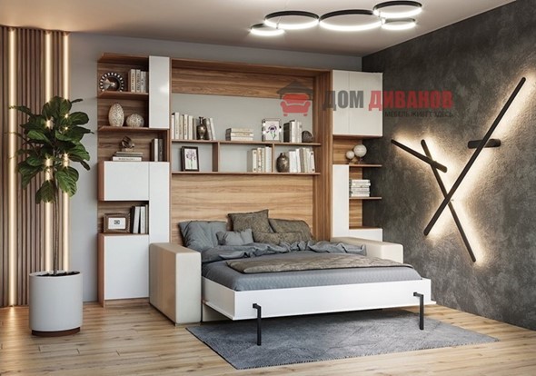 Кровать-шкаф с диваном Дина, 1400х2000 в Шадринске - изображение