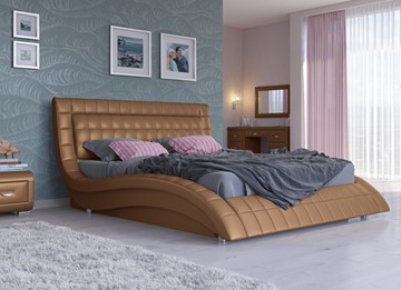 Двуспальная кровать с механизмом Атлантико 200x200, Экокожа (Бронзовый перламутр) в Шадринске