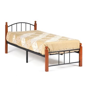 Кровать AT-915 дерево гевея/металл, 90*200 см (Single bed), красный дуб/черный в Шадринске