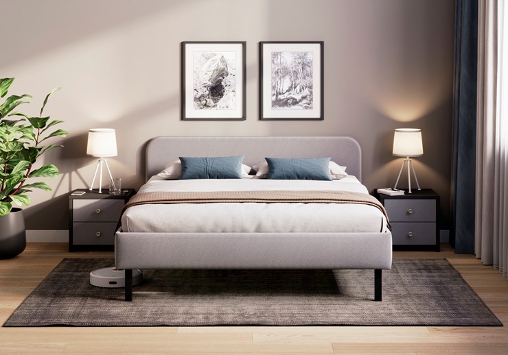 Спальная кровать Hanna 140х200 с основанием (Багама серый) в Шадринске - изображение 1