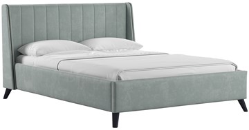 Кровать полутороспальная Мелисса 140, арт. Тори 61 велюр (серебристый серый) + кроватное дно в Кургане