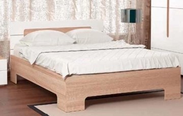 Кровать 1.5-спальная Некст, 1200х2000 с металлическим ортопедическим осн., на ножках, цвет дуб сонома/белый в Кургане