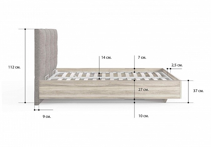 Кровать с подъемным механизмом Victoria (ясень ориноко) 180х190 в Шадринске - изображение 1