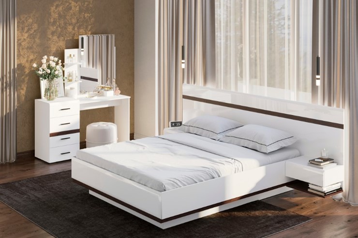 Гарнитур в спальню Соло, белый/белый глянец/венге в Шадринске - изображение