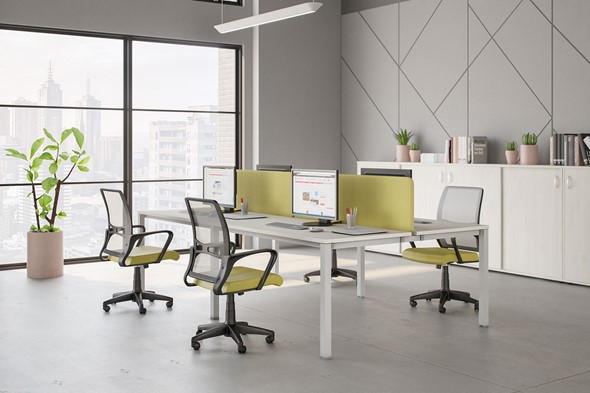 Комплект офисной мебели Комфорт КФ (белый премиум) на белом металокаркасе в Шадринске - изображение