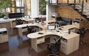 Набор мебели в офис SIMPLE с эргономичными столами и тумбами в Шадринске - предосмотр