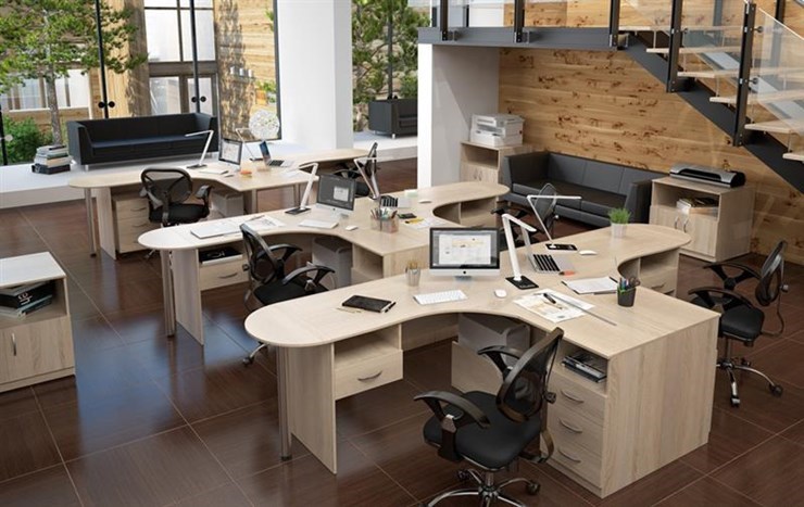 Набор мебели в офис SIMPLE с эргономичными столами и тумбами в Шадринске - изображение