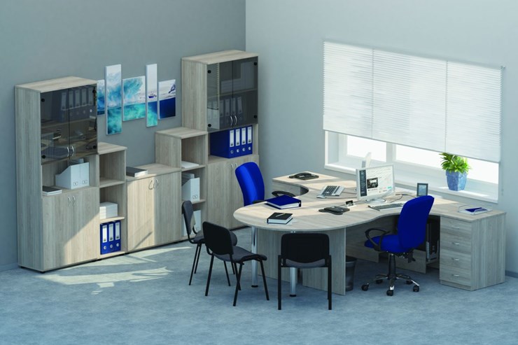Комплект офисной мебели Twin для 2 сотрудников с совмещенными столами в Шадринске - изображение