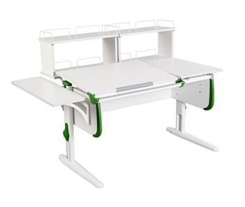 Детский стол-трансформер 1/75-40 (СУТ.25) + Polka_b 1/550 + Polka_zz 1/600 (2 шт.) белый/белый/Зеленый в Кургане