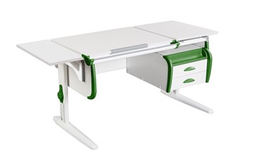 Детский стол-трансформер Дэми 1/75-40 (СУТ.25) + Polka_b 1/550 + Tumba 3 белый/белый/Зеленый в Кургане