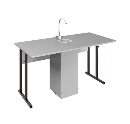 Стол ученический 2-местный для кабинета химии Стандарт 5, Пластик Серый/Коричневый в Шадринске - изображение