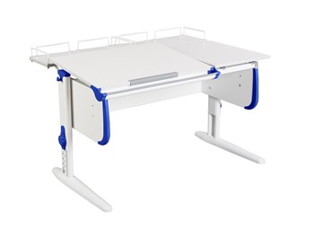 Детский стол-трансформер 1/75-40 (СУТ.25) + Polka_z 1/600 (2шт) белый/серый/Синий в Кургане