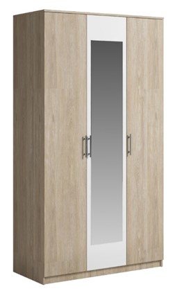 Шкаф 3 двери Светлана, с зеркалом, белый/дуб сонома в Шадринске - изображение