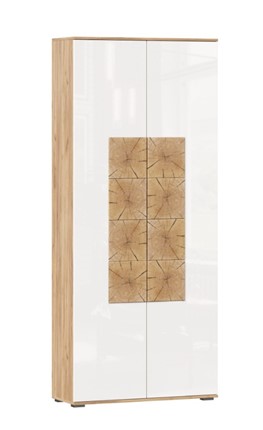 Шкаф двухстворчатый Фиджи с декоративными накладками 659.310, Дуб Золотой/Белый в Шадринске - изображение