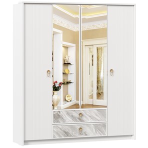Шкаф 4х-дверный Айла с зеркалом ЛД 688.010.000, Белый, исполнение 1 в Кургане