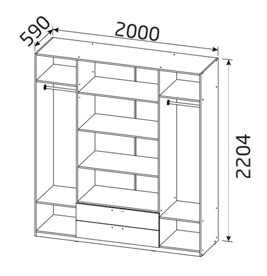 Шкаф 4-х дверный Вега с 2 ящиками в Шадринске - изображение 1