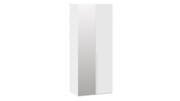 Шкаф с 1 глухой и 1 зеркальной дверями Порто (580) СМ-393.07.005 (Белый жемчуг/Белый софт) в Шадринске