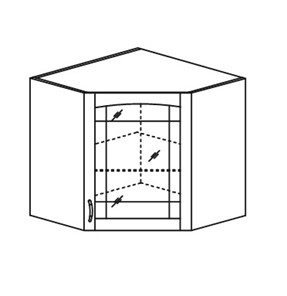 Кухонный шкаф Кантри настенный угловой со вставкой из стекла 718*600*600 мм в Кургане