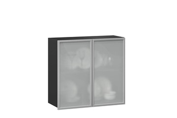 Шкаф кухонный 800, Шервуд, со стеклом ЛД 281.361.000.030, серый/черный в Кургане