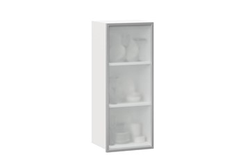 Шкаф кухонный высокий 400 Шервуд, со стеклом левый ЛД 281.421.000.121, белый/серый в Кургане