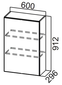 Навесной кухонный шкаф Стайл, Ш600/912(1ств), МДФ в Шадринске