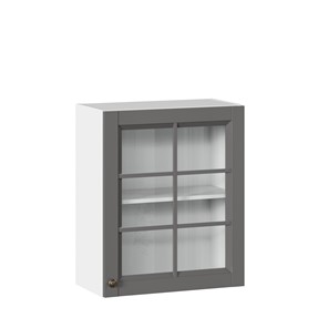 Шкаф кухонный Амели-3 600 со стеклом ЛД 299.350.000.030, Белый/Оникс серый в Кургане