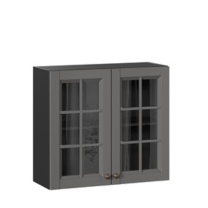 Кухонный шкаф Амели-3 800 со стеклом ЛД 299.360.000.036, Черный/Оникс серый в Кургане