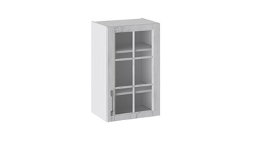 Настенный шкаф Прованс (Белый глянец/Санторини светлый) со стеклом В_72-45_1ДРс в Шадринске