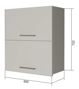 Навесной кухонный шкаф ВГ2 60, Сатин/Белый в Кургане