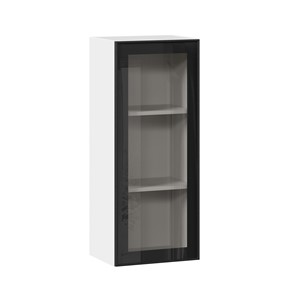 Кухонный шкаф высокий со стеклом 400 Индиго ЛД 298.420.000.026, Белый/Чёрный в Шадринске