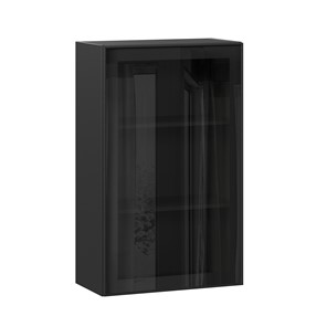 Кухонный шкаф высокий со стеклом 600 Индиго ЛД 298.450.000.170, Чёрный/Чёрный в Шадринске