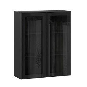 Шкаф настенный высокий со стеклом 800 Индиго ЛД 298.460.000.156, Чёрный/Чёрный в Шадринске
