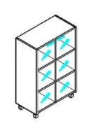 Шкаф со стеклянными дверьми Offix-NEW OMC 87.2  874x450x1329 Дуб Сонома светлый/Металлик в Шадринске