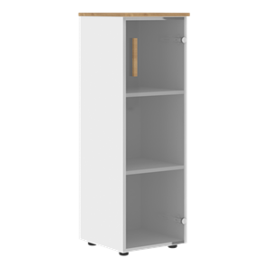 Средний шкаф колонна со стеклянной правой дверью FORTA Белый-Дуб Гамильтон FMC 40.2 (R) (399х404х801) в Шадринске