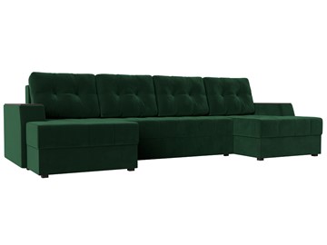 Большой П-образный диван Эмир, Зеленый (Велюр) боннель в Кургане