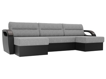 П-образный диван Форсайт, Серый/Черный (рогожка/экокожа) в Кургане