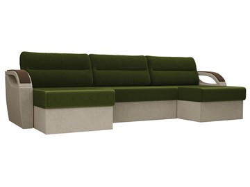 П-образный диван Форсайт, Зеленый/Бежевый (микровельвет) в Кургане