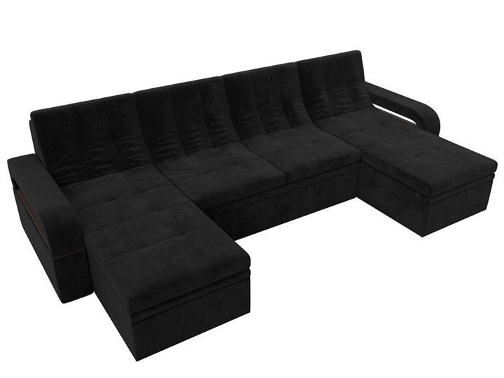 П-образный диван Лига-035 мини, Черный (велюр) в Кургане - изображение 3