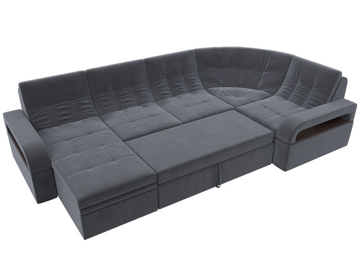 П-образный диван Лига-035, Серый (велюр) в Кургане - изображение 1
