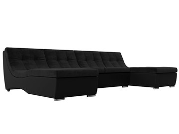 П-образный диван Монреаль, Черный\Черный (Велюр\Экокожа) в Кургане
