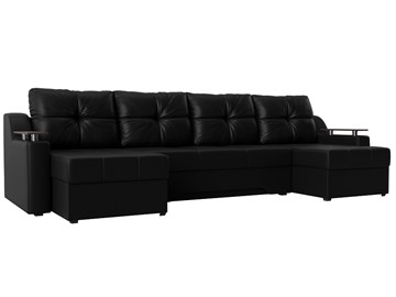 Большой П-образный диван Сенатор, Черный (Экокожа) боннель в Кургане