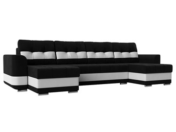 П-образный диван Честер, Черный/белый (вельвет/экокожа) в Кургане